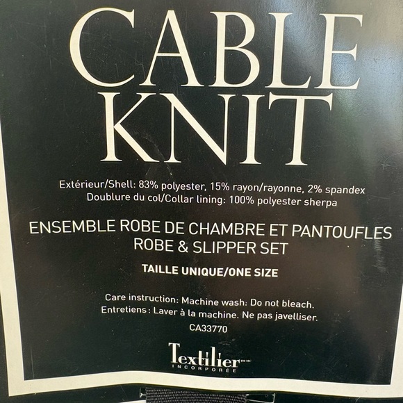 Cable Knit Robe and Slipper Set - Gift Box BNIB - Picture 2 of 3